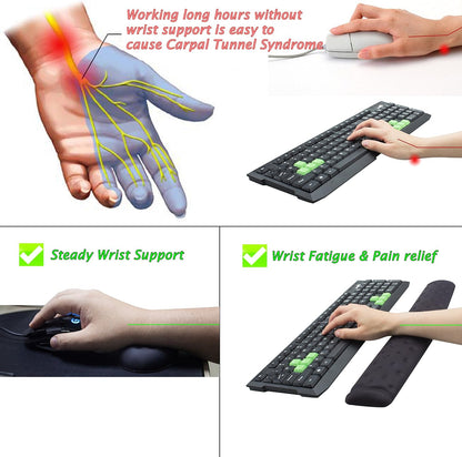 BRILA Memory Foam Mouse & Keyboard Wrist Rest Support Pad Cushion Set for Computer, Laptop, Office Work, PC Gaming - Massage Holes Design - Easy Typing Wrist Pain Relief (Nebula)
