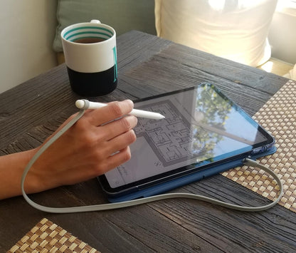 ZoopLoop Blue Silicone Scratchproof 20.75in Tether for Digital Electronic Styluses (Diameter Range: 0.27-0.37in) - Secure Stylus to Tablet Case - Tablet Pencil Holder Accessory