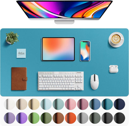 Aothia Non-Slip Waterproof PU Leather Desk Pad Protector for Mouse, Writing Desk, Office, Home, Laptop Blotter, 23.6" x 13.7", Black - Colors B