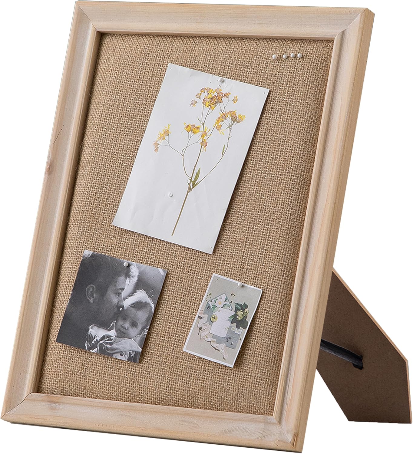 SOFE Cute Bulletin Board for Desk, 12"×16" Linen Pin Board, Farmhouse White Wood Frame, Fabric Memo Board/Vision Board Small, Photo Display Board for Office School Home Living Room
