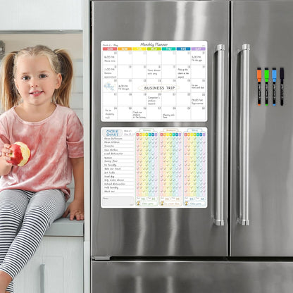 JJPRO Magnetic Dry Erase Chore Chart for Adults:Large Whiteboard16 x19-Chore Chart,Calendar,Meal Board Notes All-in-One,Behavior Chart,Teenagers,White