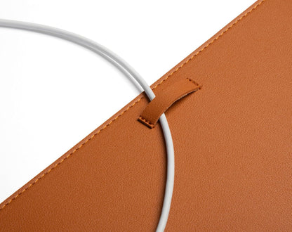 Leather Desk Mat Cable Organizer 23.6" x 17" | Premium Black Vegan Leather Desk Protector Blotter Mouse Pad with Felt Non Slip Bottom for Home Office