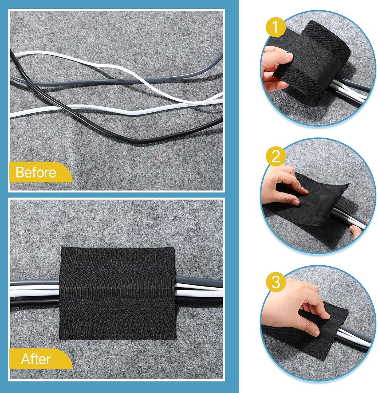 WILLBOND Carpet Cord Cover Cable Protector Floor Cover Cable Protector Management Only for Commercial Office Carpet(19.69 ft,Black)