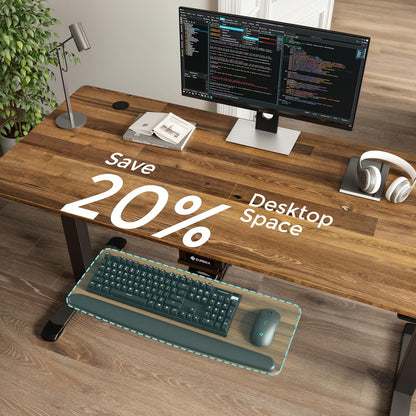 EUREKA ERGONOMIC Height Adjustable Mouse & Keyboard Tray Under Desk, 28x10'' Large Slide Out Swivel Tilt Computer Keyboard Drawer with Pad for Gaming Home Office, Dual Mount