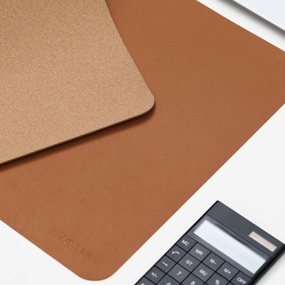 RENMTURE Desk Pad, Cork & PU Leather Desk Mat, Large Mouse pad, Non-Slip Desk Protector and Blotter, Waterproof Writing Pad, Desk Accessories and Organizers for Home Office (Light Yellow, 32"x16")