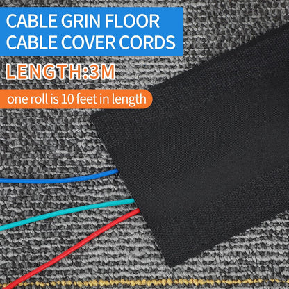WILLBOND Carpet Cord Cover Cable Protector Floor Cover Cable Protector Management Only for Commercial Office Carpet(19.69 ft,Black)
