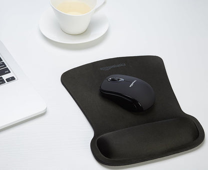Amazon Basics Irregular Ergonomic Gel Computer Mouse Pad with Wrist Support, Non-Slip, 10.1L x 8.1W inches, Black