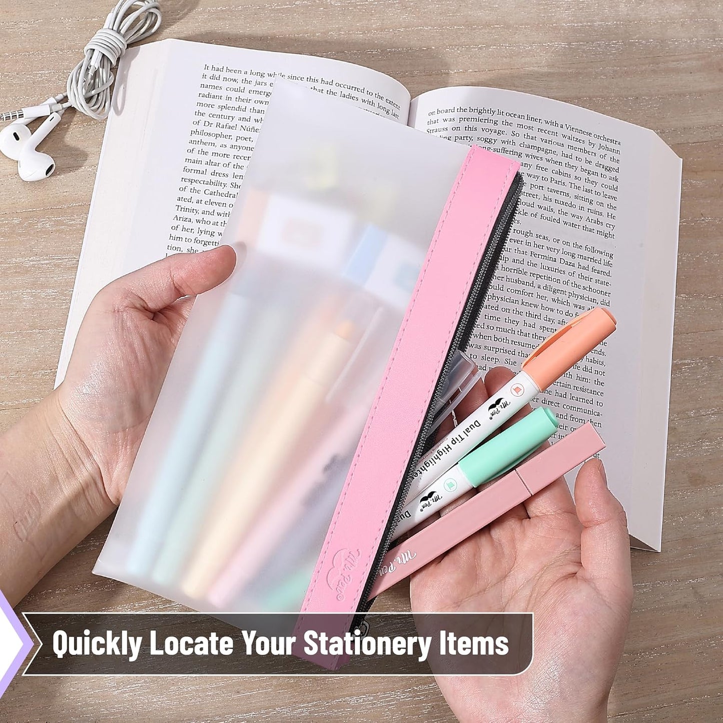 Mr. Pen- Clear Pencil Pouch, 8.50"x4.25", 3 Pack, Durable TPU Material, Medium Water-Resistant Pencil Bags with Smooth Zipper, Multipurpose Clear Pouch for Stationery, School, Office, Travel Supplies