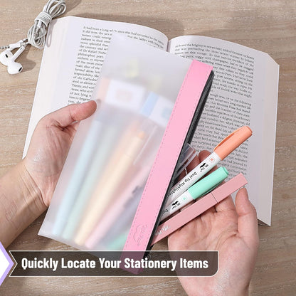 Mr. Pen- Clear Pencil Pouch, 8.50"x4.25", 3 Pack, Durable TPU Material, Medium Water-Resistant Pencil Bags with Smooth Zipper, Multipurpose Clear Pouch for Stationery, School, Office, Travel Supplies