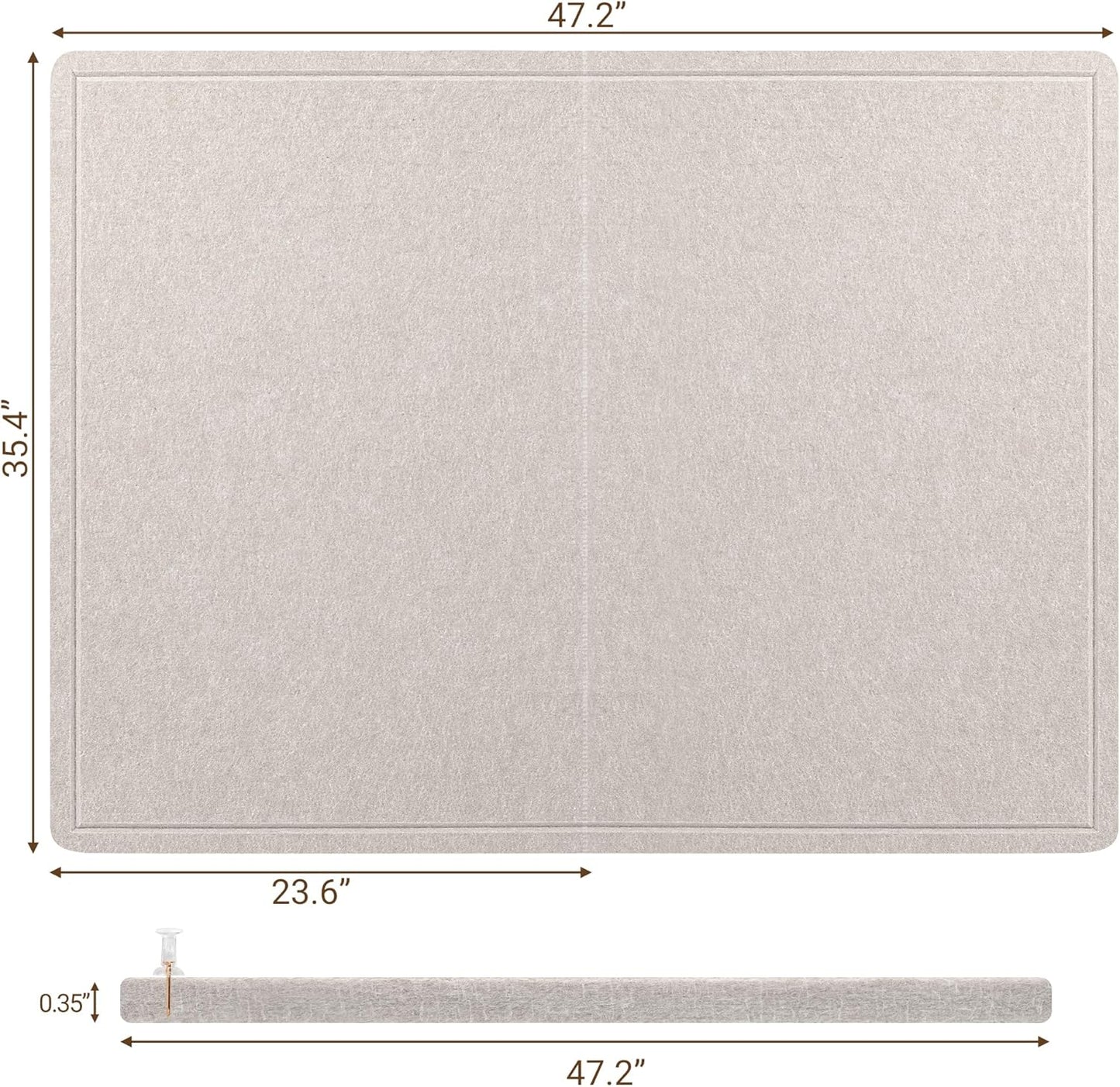 AKTOP Bulletin Board, 24" x 16" Foldable Felt Notice Pin Board for Wall, Decorative CorkBoard Photo Display Board with Self-Adhesive Tape, Vision Board Cork Board Alternative with 25 Pushpins - Latte