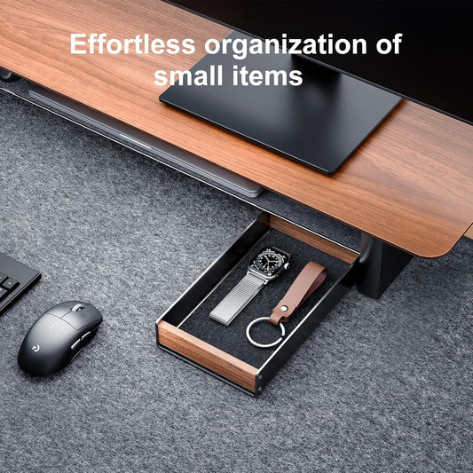 UPERGO Walnut Desk Tray with Pen Holder Set, Natural Wooden Desk Drawer Organizer Office, Organizer Tray for Keys, Pen, Watch