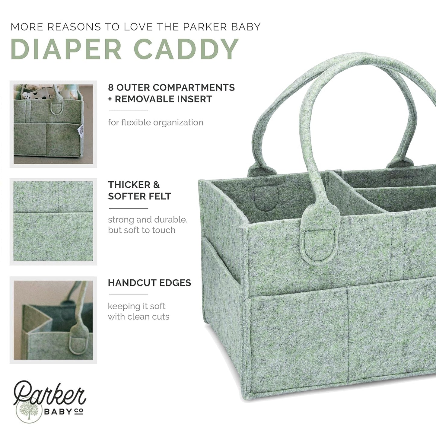Parker Baby Diaper Caddy - Nursery Storage Bin and Car Organizer for Diapers and Baby Wipes - Oatmeal, Regular