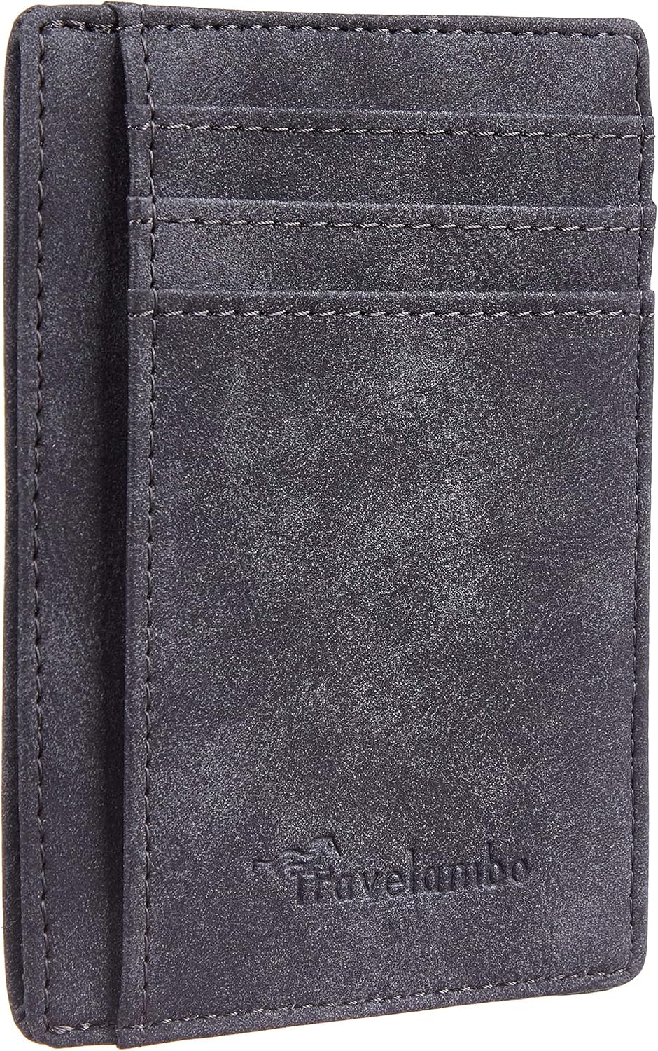 Travelambo Slim Wallet Front Pocket Minimalist Leather RFID Blocking Medium Size