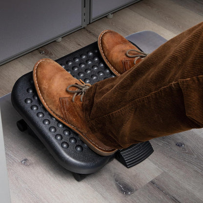 Mind Reader Foot Rest, Under Desk at Work, Ergonomic, Height Adjustable, Office, Plastic, 17"L x 13"W x 6.25"H, Black
