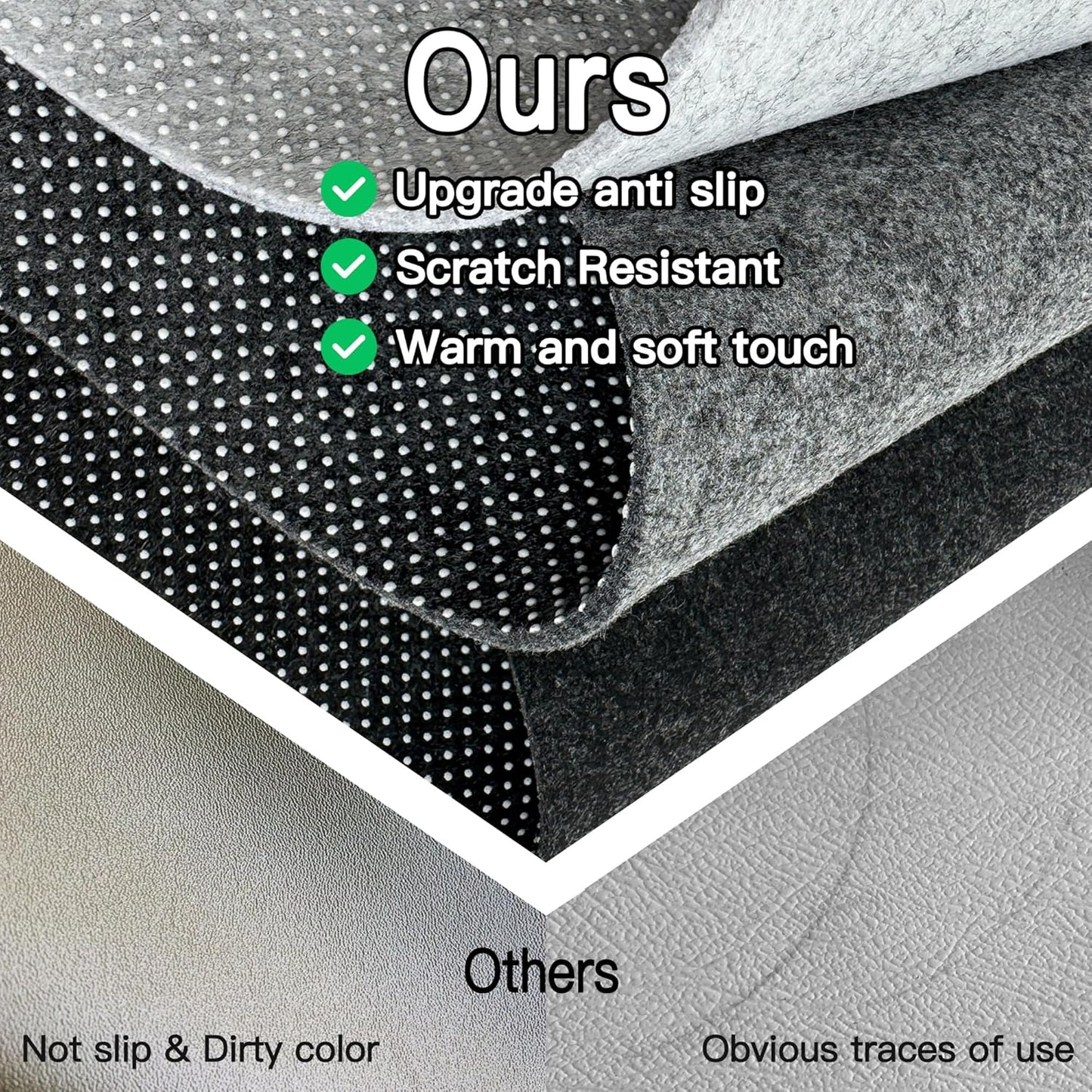 Large Felt Desk Mat, 35.4"x15.4" Felt Desk Pad - Non-Slip Keyboard Mat & Mouse Pad for Office and Gaming, Water Resistant Desktop Protector for Computer, Home, Work (Black Gray)