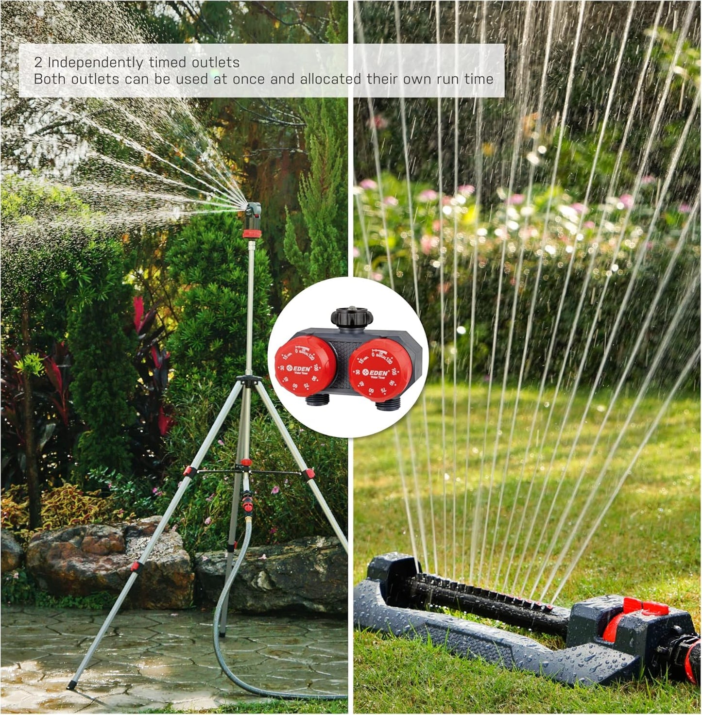 Eden Mechanical Watering Hose Timer for Lawn and Garden, 1-Zone Sprinkler Timer