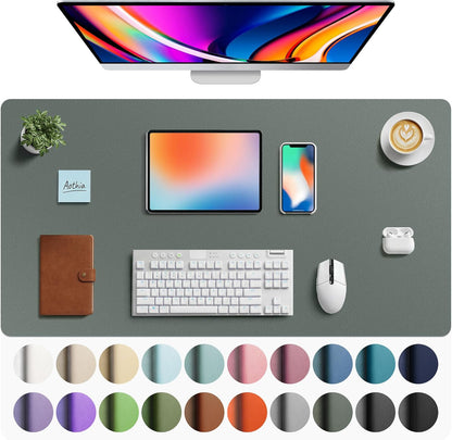 Aothia Non-Slip PU Leather Waterproof Laptop Desk Pad Protector, Blotter Mat, Writing and Mouse Pad for Office & Home, Beige, 23.6" x 13.7" - Colors A