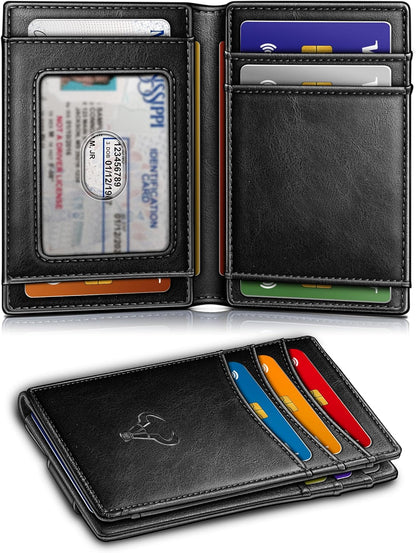 BULLIANT Men Airtag Wallet,Slim Wallet Money Clip Card Holder Magnetic Closure 12 Cards in Front Pocket RFID Blocking