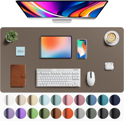 Aothia Non-Slip PU Leather Waterproof Laptop Desk Pad Protector, Blotter Mat, Writing and Mouse Pad for Office & Home, Beige, 23.6" x 13.7" - Colors A