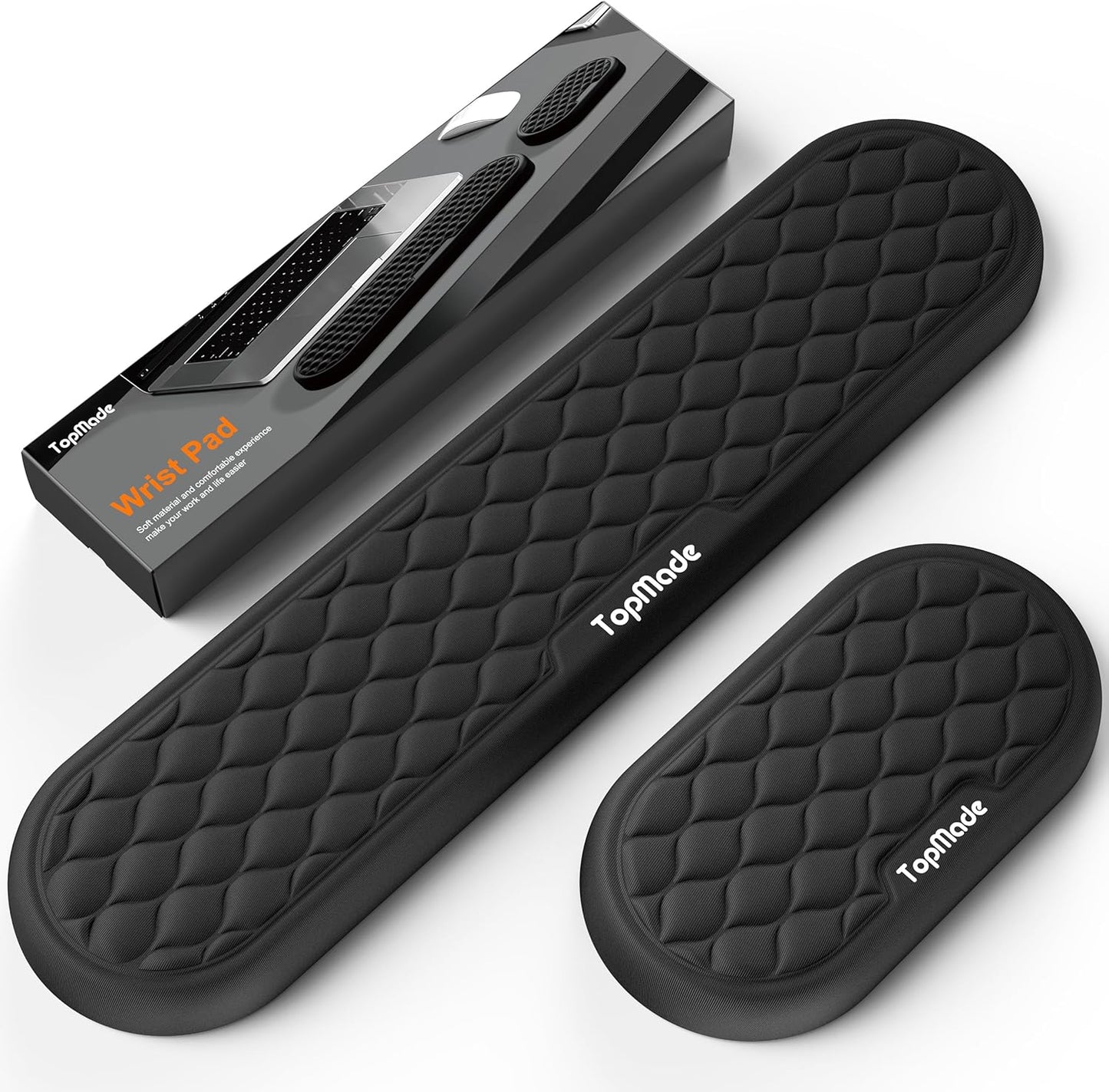 TopMade Keyboard Wrist Rest, Cooling Gel & Upgrade Soft Memory Foam Design Wrist Support for Keyboard, Full-Size Keyboard Hand Rest Pad, Ergonomic Palm Rest for for Long Hours of Work, Gaming, Black