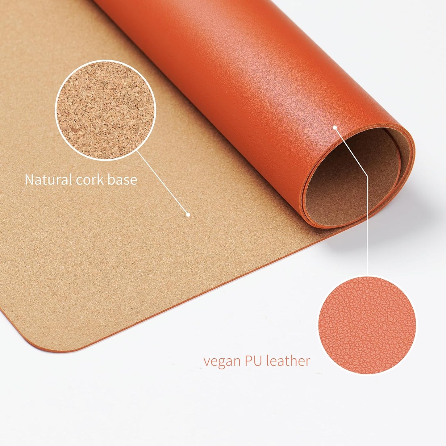 RENMTURE Desk Pad, Cork & PU Leather Desk Mat, Large Mouse pad, Non-Slip Desk Protector and Blotter, Waterproof Writing Pad, Desk Accessories and Organizers for Home Office (Light Yellow, 32"x16")