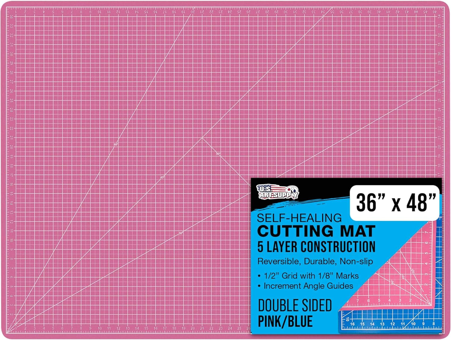 U.S. Art Supply 36" x 48" Self-Healing Cutting Mat 5-Ply - Double-Sided Green/Black Craft Mat, Non-Slip Cutting Mats for Crafts, Sewing, Quilting, Scrapbooking