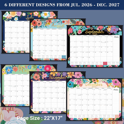 2026-2027 Desk Calendar - Large Desk Calendar 2026-2027, JUL 2026 - DEC 2027, 22" x 17", 18 Months Calendar Large, Desk/Wall Calendar 2-IN-1 with Corner Protectors, Desk Pad, To-Do List & Notes - Blue