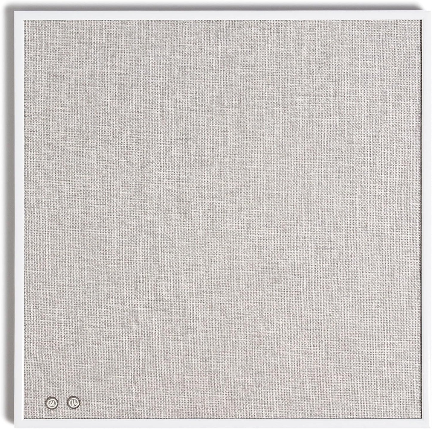 U Brands Farmhouse Linen Bulletin Board, 14" x 14", White Metal Frame, Industrial Grade Pinning Surface