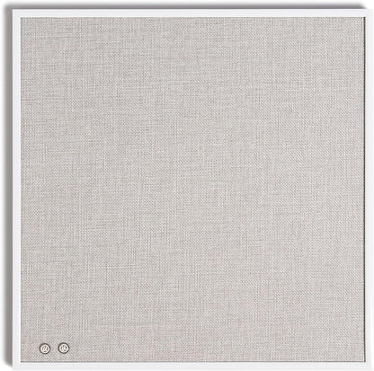 U Brands Farmhouse Linen Bulletin Board, 14" x 14", White Metal Frame, Industrial Grade Pinning Surface