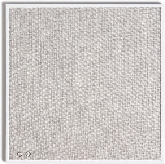 U Brands Farmhouse Linen Bulletin Board, 14" x 14", White Metal Frame, Industrial Grade Pinning Surface