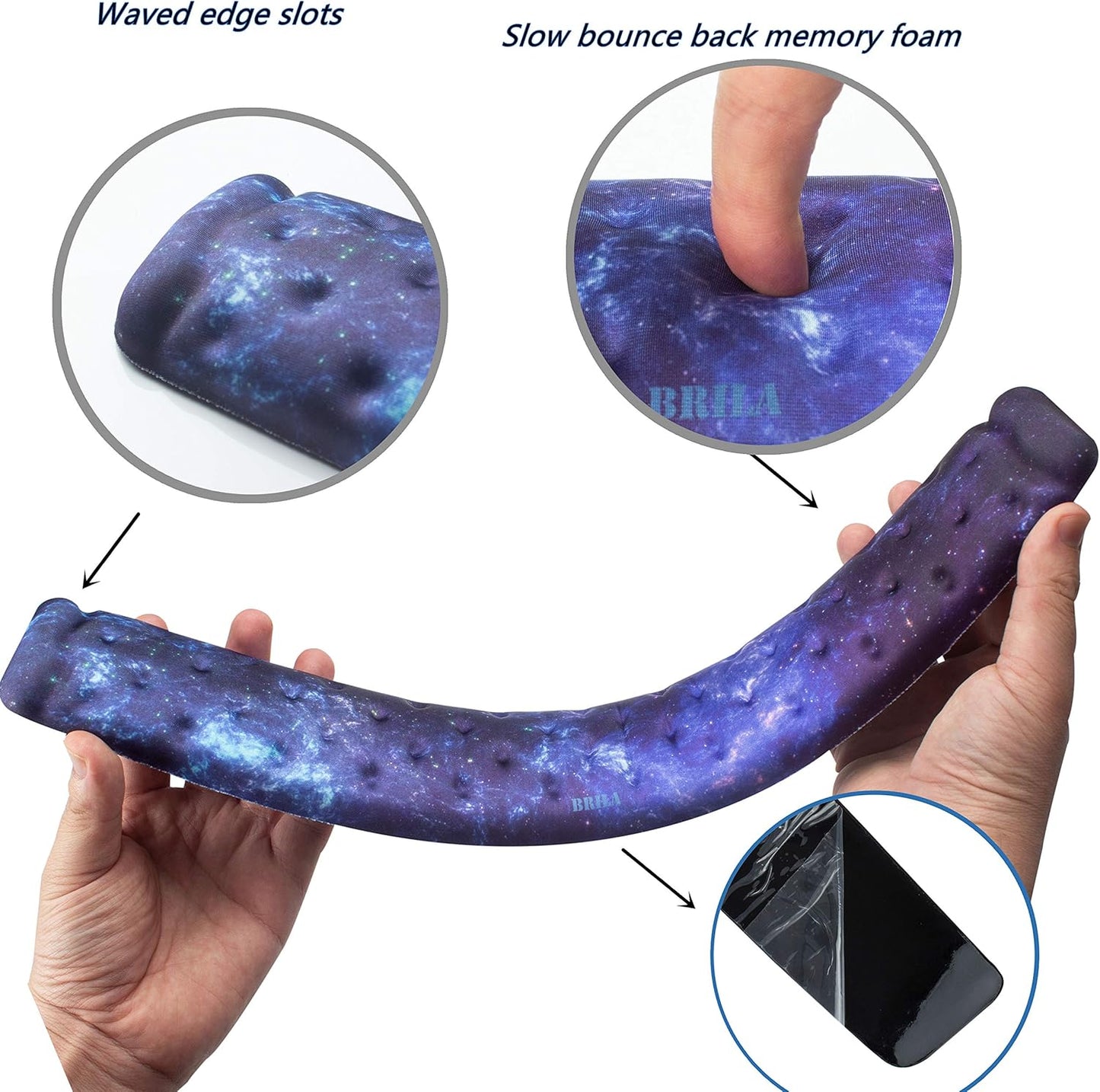 BRILA Memory Foam Mouse & Keyboard Wrist Rest Support Pad Cushion Set for Computer, Laptop, Office Work, PC Gaming - Massage Holes Design - Easy Typing Wrist Pain Relief (Nebula)