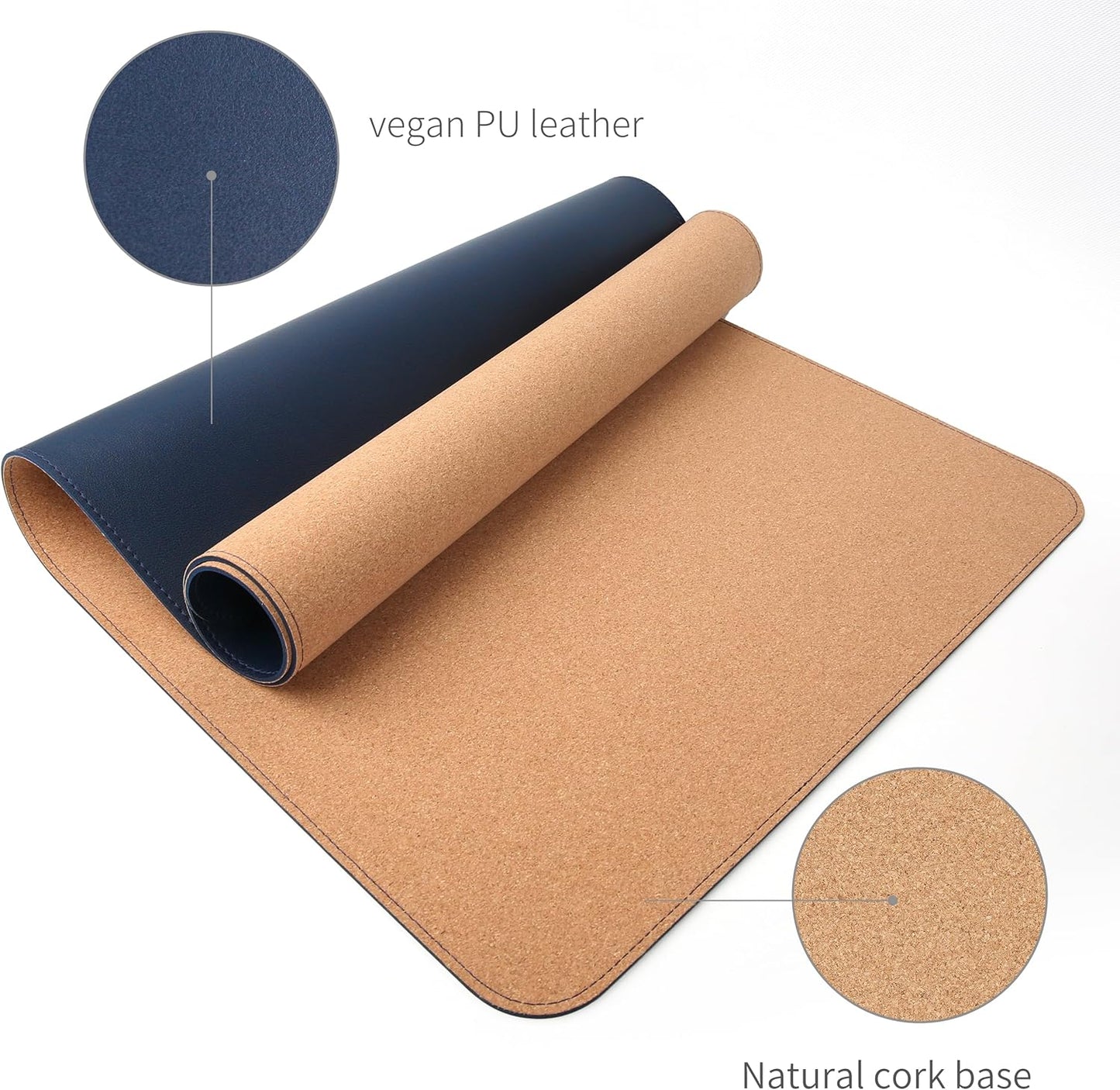 RENMTURE Dual-Sided Mouse Pad, Natural Cork & PU Leather Large Desk Pad for Office and Home Work, Desk Protector Non-Slip, Waterproof, Easy Clean (Olive Green, 32"x16")