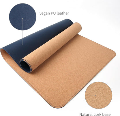 RENMTURE Dual-Sided Mouse Pad, Natural Cork & PU Leather Large Desk Pad for Office and Home Work, Desk Protector Non-Slip, Waterproof, Easy Clean (Olive Green, 32"x16")