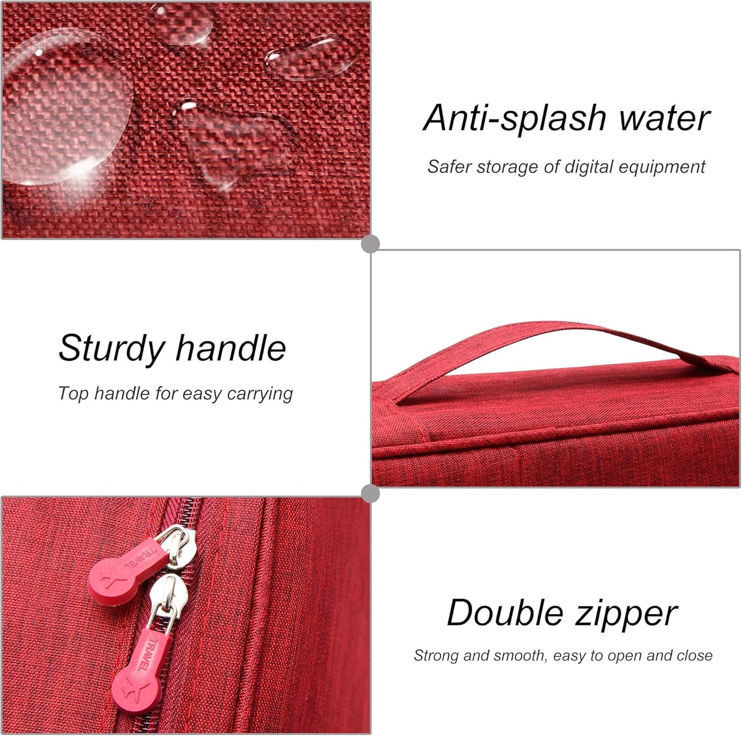 SELLYFELLY Electronic Bag Travel Cable Accessories Bag Waterproof Double Layer Electronics Organizer Portable Storage Case for Cable, Cord, Charger, Phone, Adapter, Power Bank, Kindle, Hard Drives