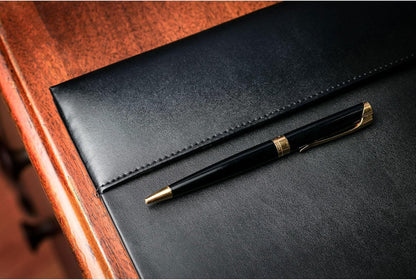DACASSO Bonded Leather Desk Pad with Side Rails - Luxury Leather Desk Blotter for Writing (30 x 18, Brown)