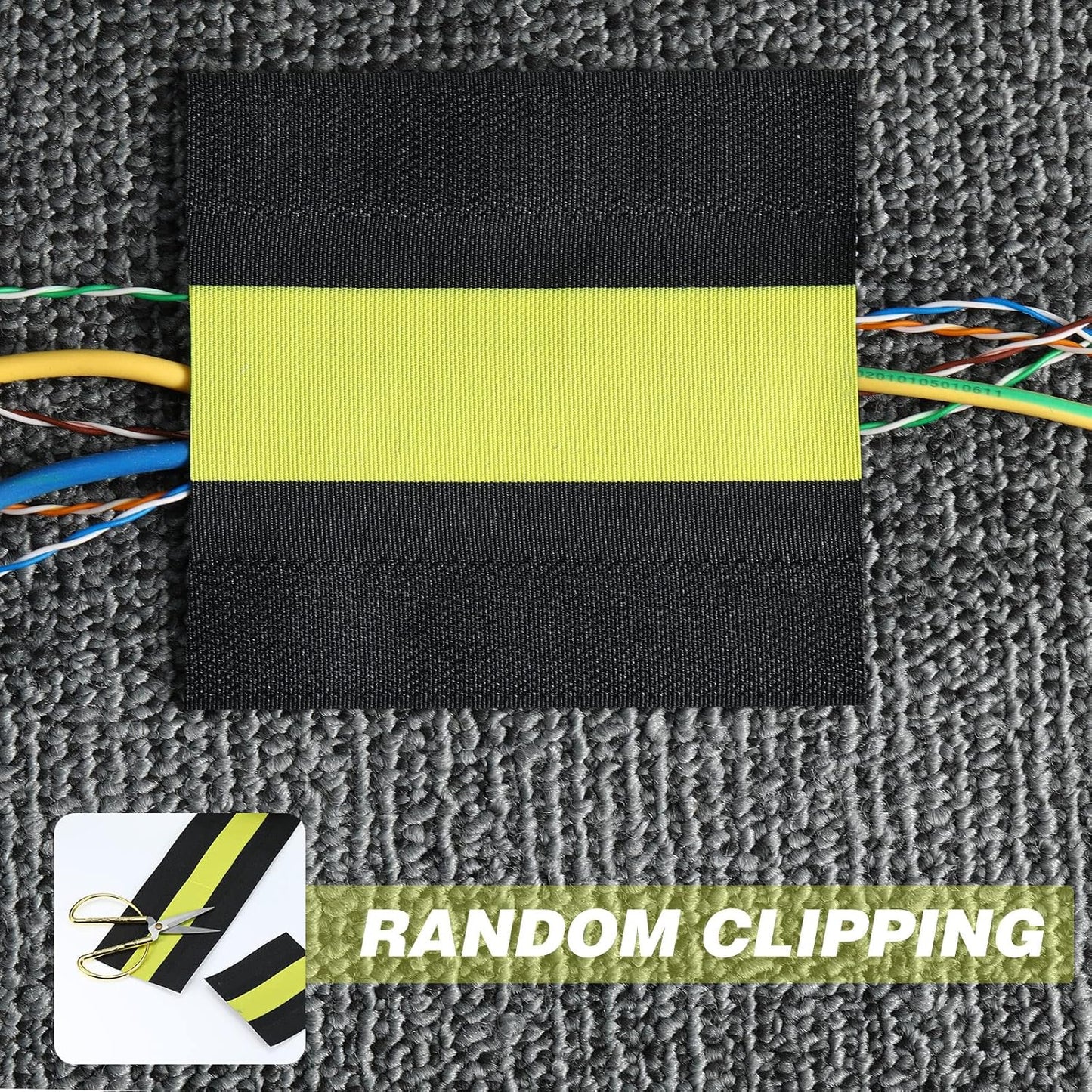 WILLBOND Carpet Cord Cover Cable Protector Floor Cover Cable Protector Management Only for Commercial Office Carpet(19.69 ft,Black)