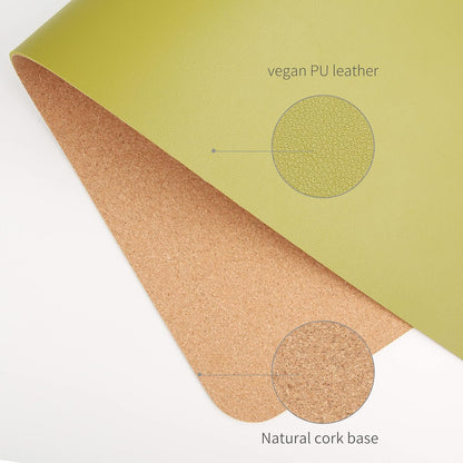 RENMTURE Dual-Sided Mouse Pad, Natural Cork & PU Leather Large Desk Pad for Office and Home Work, Desk Protector Non-Slip, Waterproof, Easy Clean (Olive Green, 32"x16")