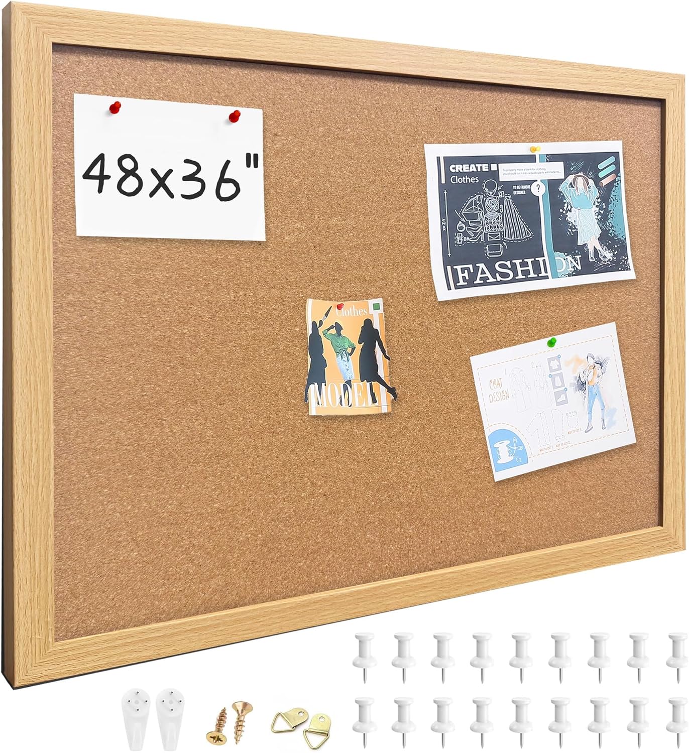 Cork Bulletin Board, 11x14 Inches Hanging Cork Board Wooden Framed with Pins for Wall, Dorm Room, Office, Home Decor – Natural Cork & Black Frame