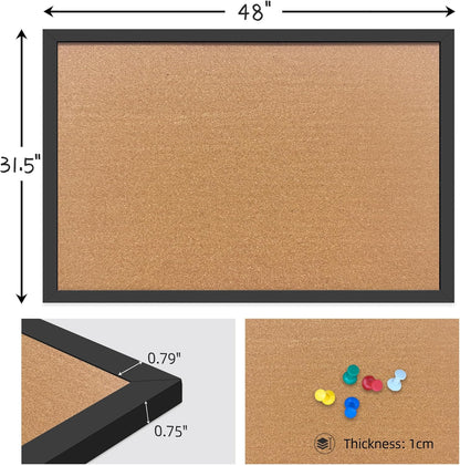 Cork Bulletin Board, 11x14 Inches Hanging Cork Board Wooden Framed with Pins for Wall, Dorm Room, Office, Home Decor – Natural Cork & Black Frame
