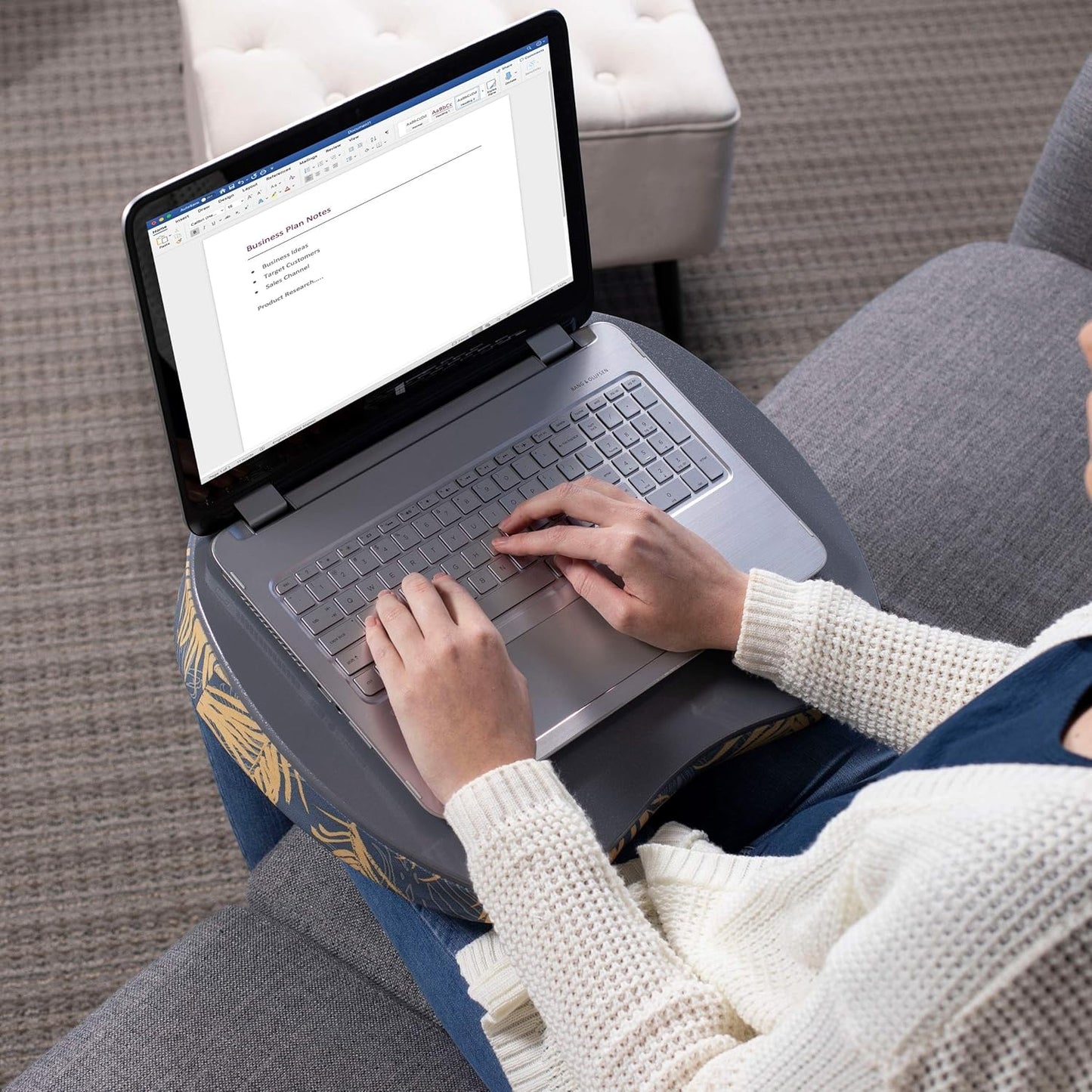 BIRDROCK HOME Deluxe Lap Desk with Pillow Cushion and Wrist Rest - Padded Laptop Desk for Bed, USB Light and Mouse Pad, With Reading Light, Soft Table for Home, Fits Laptops Up to 15" - Teal and Brown