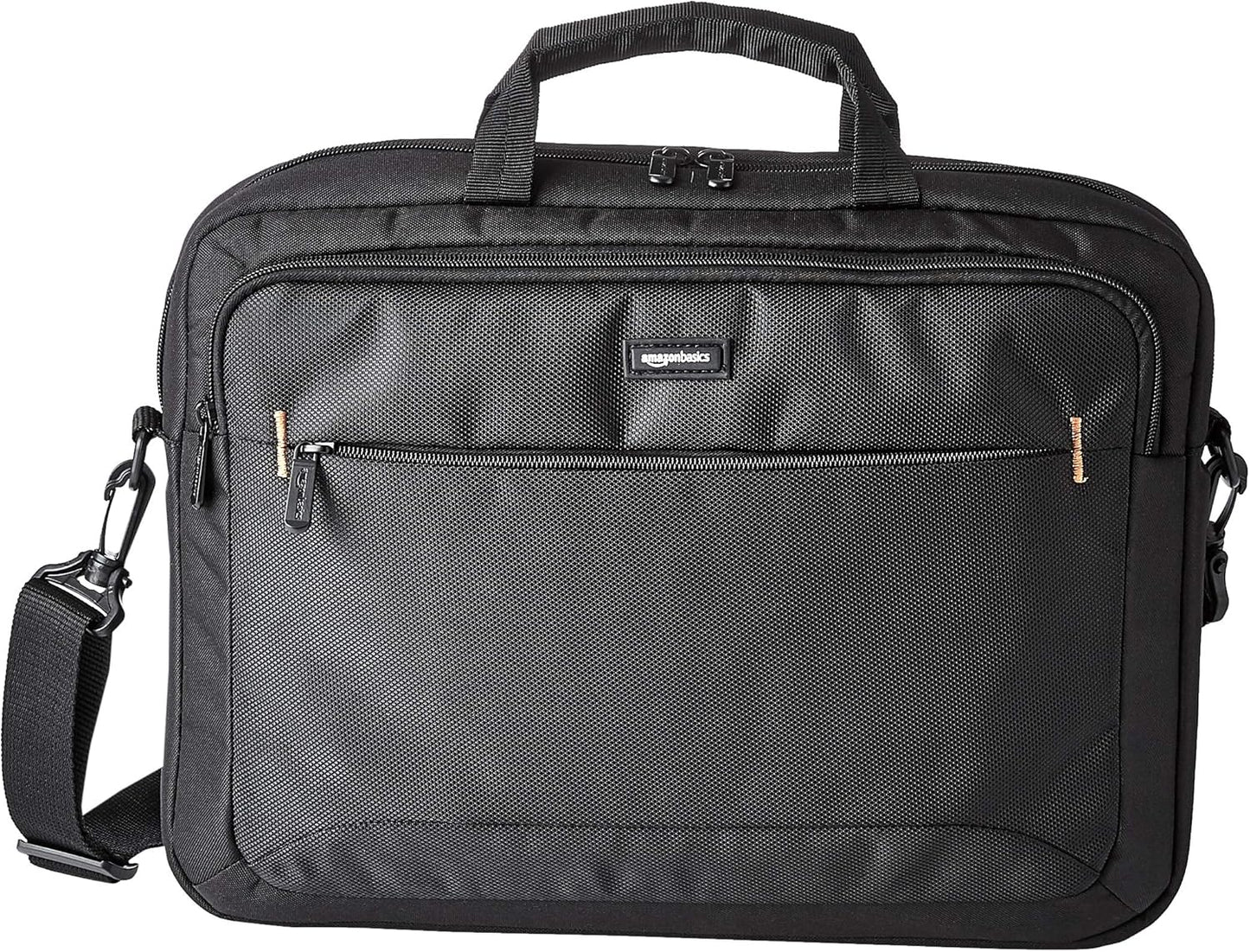 Amazon Basics Laptop Tablet Carrying Case with Shoulder Strap and Grab Handles, 14-inch, Black, Compartments for Storage