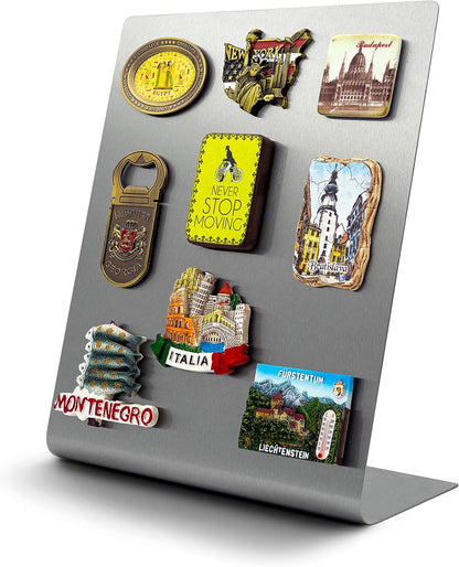 Large Magnetic Bulletin Board for Tabletops – Dry Erase Memo Board with Stand – Metal Easel for Magnet Display – 12x10 Inches + 4 Magnets