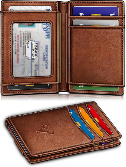 BULLIANT Men Airtag Wallet,Slim Wallet Money Clip Card Holder Magnetic Closure 12 Cards in Front Pocket RFID Blocking
