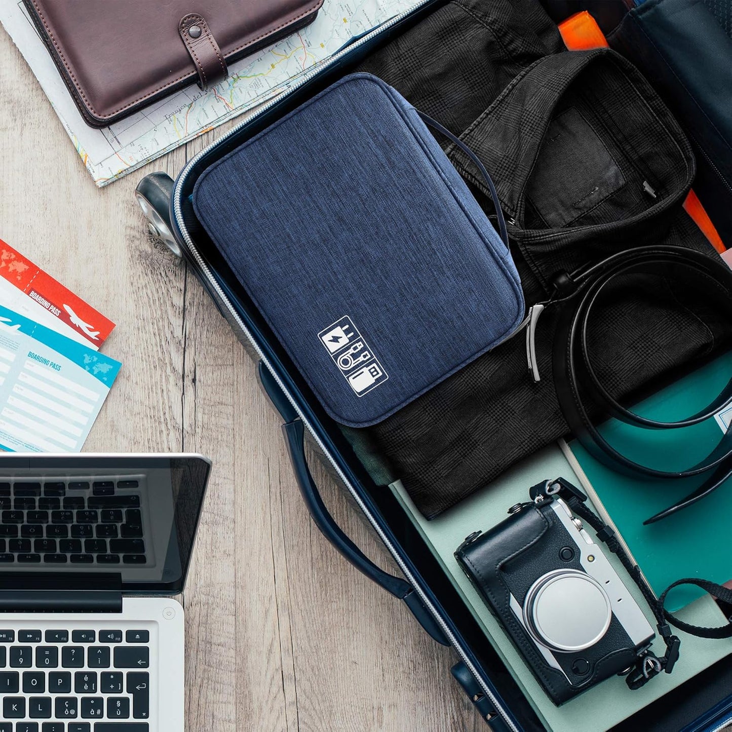 SELLYFELLY Electronic Bag Travel Cable Accessories Bag Waterproof Double Layer Electronics Organizer Portable Storage Case for Cable, Cord, Charger, Phone, Adapter, Power Bank, Kindle, Hard Drives