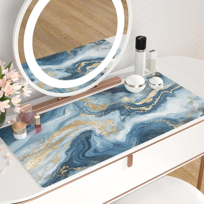 QIYI Large Mouse Pad, Cute Pink Desk Mat for Desktop, Women Girls PU Leather Desk Pad Waterproof Gaming Mousepad, Rose Gold Marble Computer Protector Writing Pad for School Office Home 31.5" x 15.7"