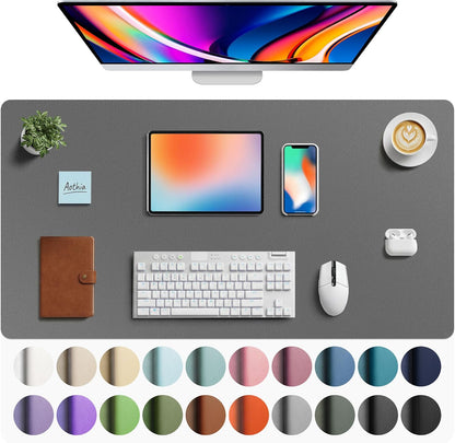 Aothia Non-Slip Waterproof PU Leather Desk Pad Protector for Mouse, Writing Desk, Office, Home, Laptop Blotter, 23.6" x 13.7", Black - Colors B
