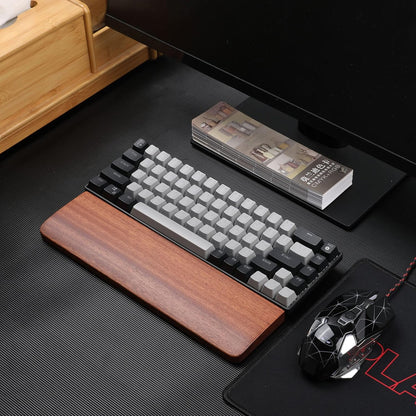 MageGee Keyboard Wooden Wrist Rest, Black Walnut Solid Wood Non-Slip Ergonomic Palm Rest for Compact 60% Keyboard, Durable and Easy to Clean