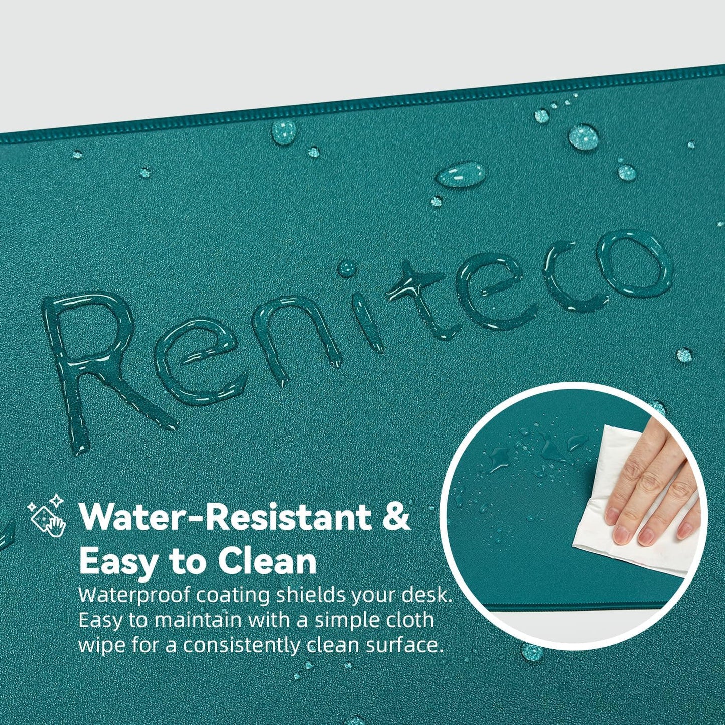 Reniteco Waterproof Large Gaming Mouse Pad with Durable Stitched Edges, Non-Slip Rubber Base, Grainy Jacquard Mouse Mat Desk Pad for Home Office Gaming, 31.5''x11.8''x0.12'', Matte Beige