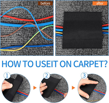 WILLBOND Carpet Cord Cover Cable Protector Floor Cover Cable Protector Management Only for Commercial Office Carpet(19.69 ft,Black)