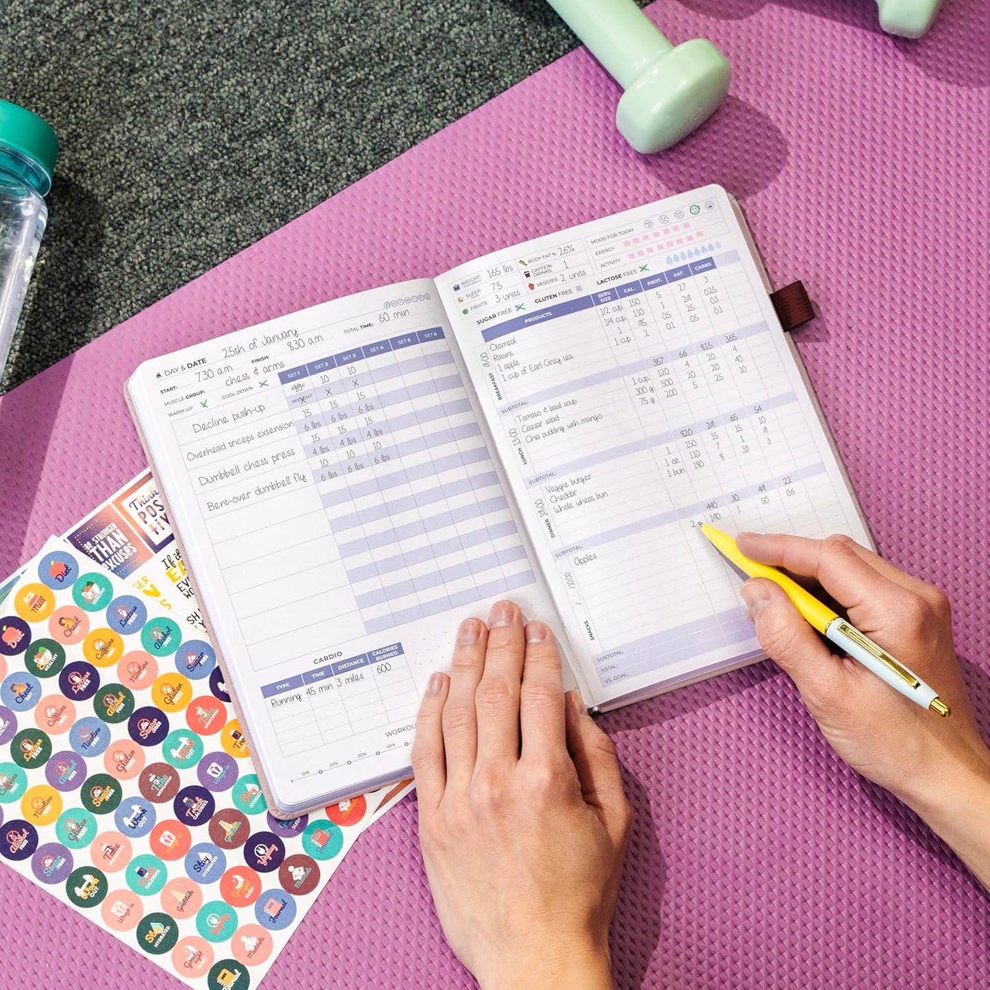 Clever Fox Fitness & Food Journal – Nutrition & Workout Planner for Women & Men – Diet & Gym Exercise Log Book with Calendars, Diet & Training Trackers - Undated, A5 Size, Hardcover (Forest Green)